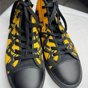 Stylish Black and Yellow High-Top Sneakers